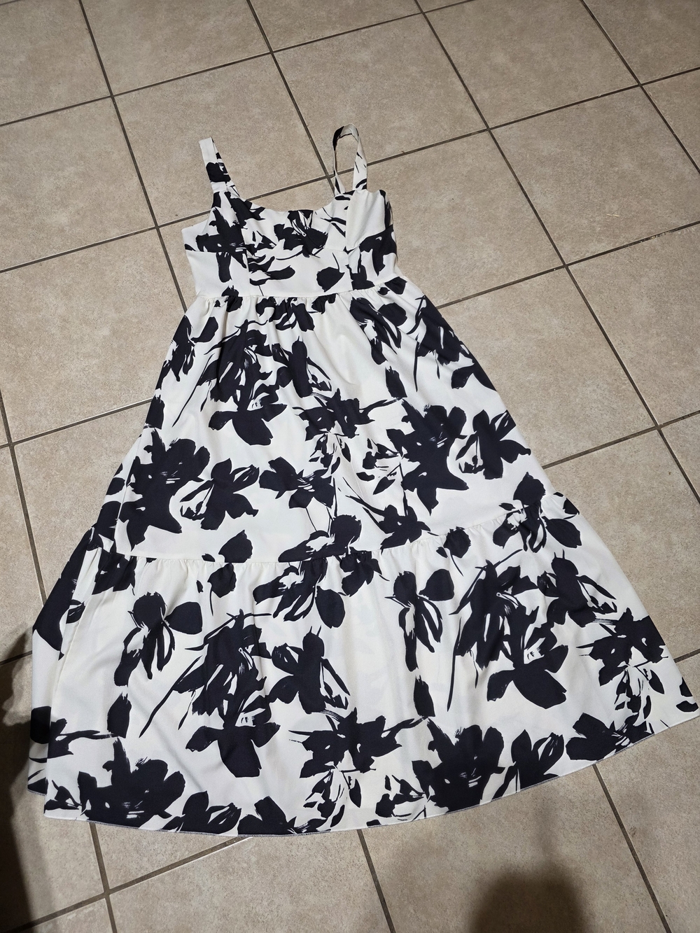 Others Follow White Midi Dress with Black Floral Print - Picture 2 of 4